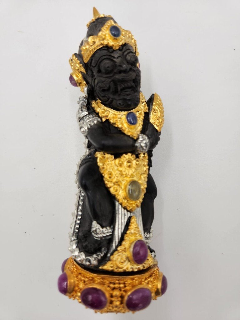 Handle Keris Bali Kumbakarna Areng Hout Zilver Goud HTA73, Verzenden