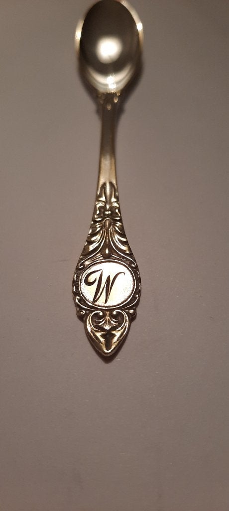 DECORATIEF VERZILVERD LEPELTJE met MONOGRAM LETTER W, Verzenden