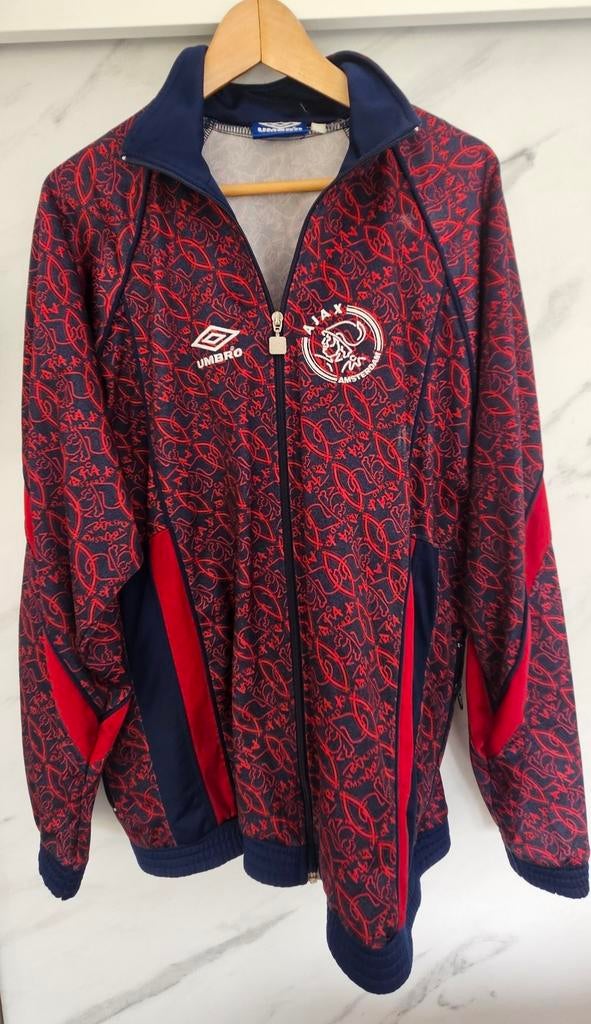 Zeldzaam vintage Ajax trainingspak 94-95 met broek!, Ophalen of Verzenden, Gedragen, Blauw, Voetbal