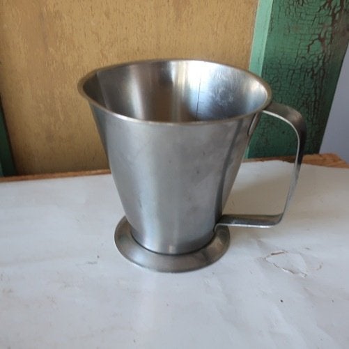 Beker maatbeker 1 liter kan brocante metaal origineel pint, Ophalen of Verzenden