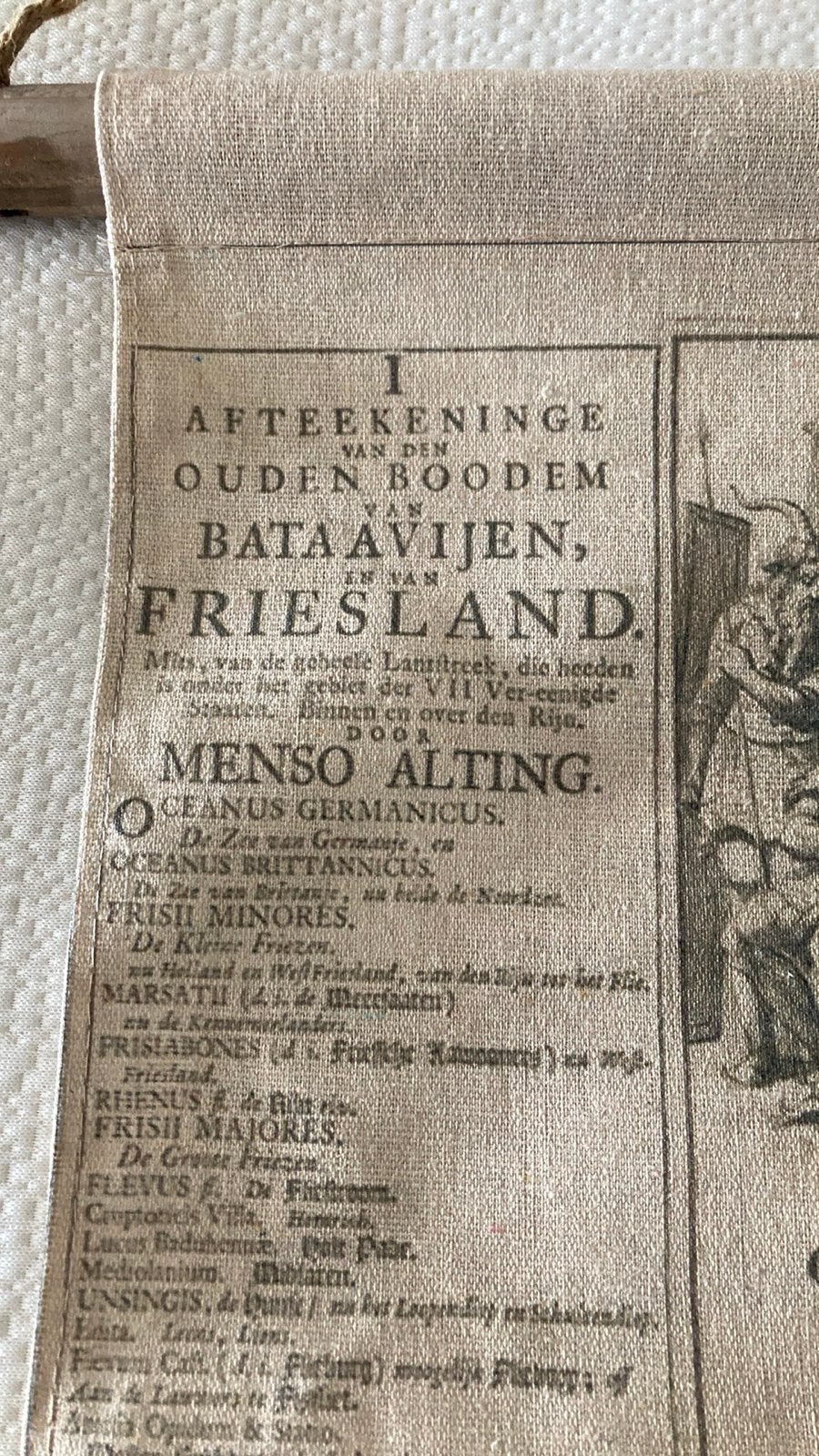 Historische kaart van Friesland op linnen, Voor 1800, Ophalen of Verzenden, Nederland, Landkaart