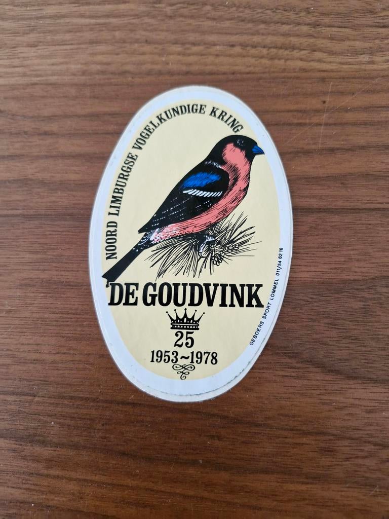 7019 Sticker De Goudvink 1953-1978, Verzamelen, Ophalen of Verzenden