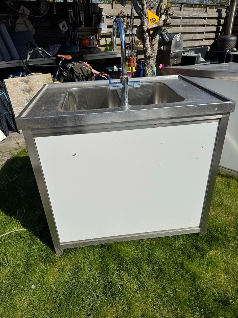RVS Spoelbak voor tuin, feesten of catering, Tuin en Terras, Ophalen, Gebruikt