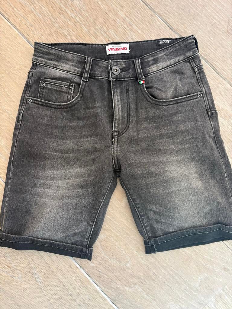 Vingino Jongens Short - Zwart Denim - Maat 152/12Y, Ophalen of Verzenden, Gebruikt, Jongen, Broek