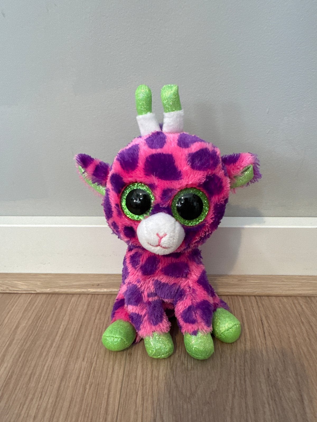 Ty Beanie Boo Giraf - Roze/Paars/Groen, Ophalen, Giraf, Zo goed als nieuw, Middelgroot (20 tot 80 cm)