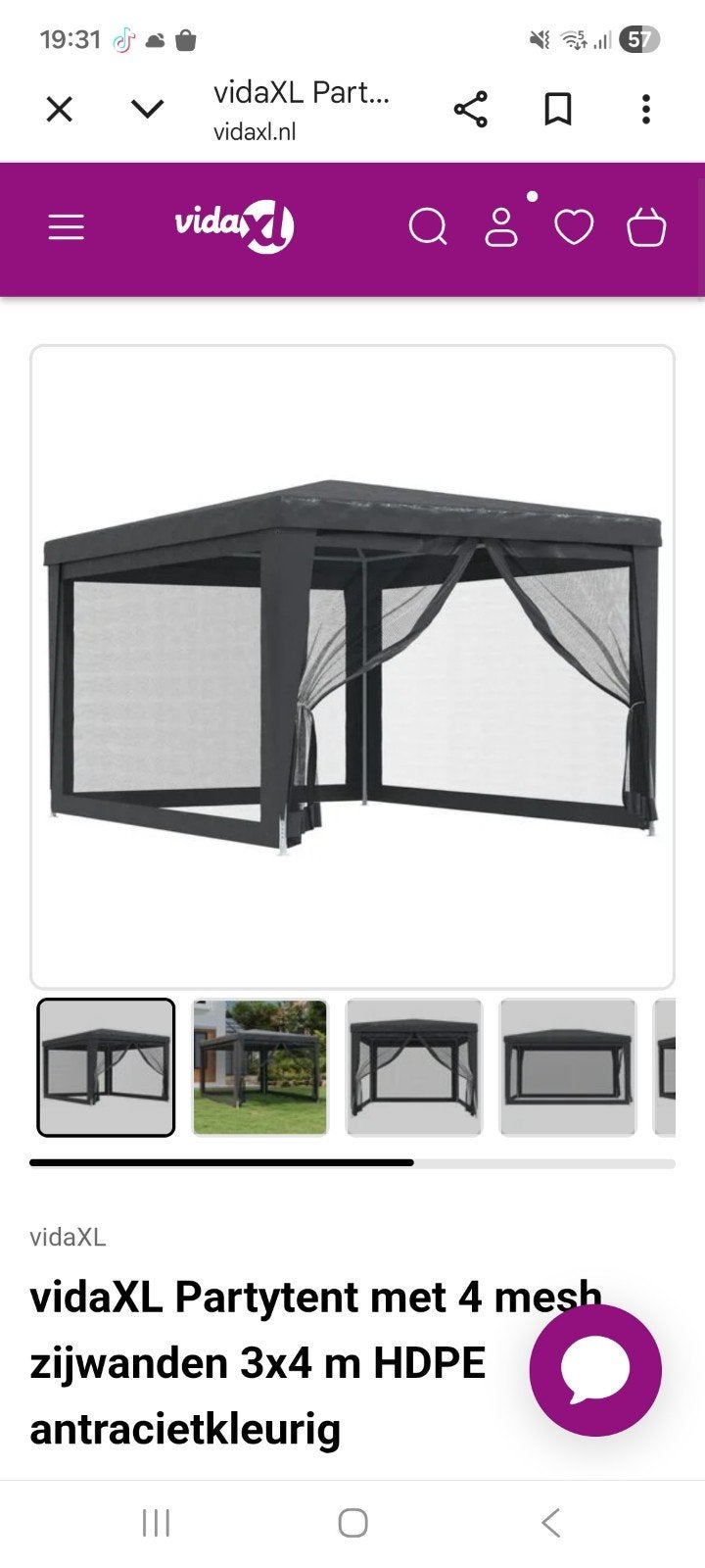 vidaXL Partytent 3x4 m antraciet - Zo goed als nieuw, Opvouwbaar, Partytent, Minder dan 2 meter, Minder dan 4 meter