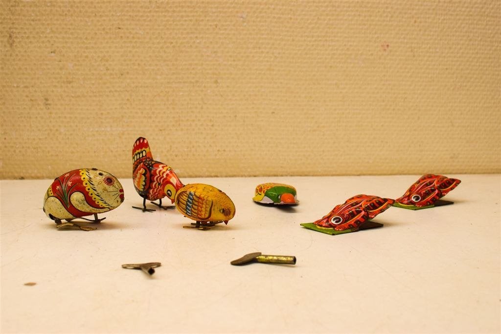 Vintage 6 stuks blikken speelgoed 49556