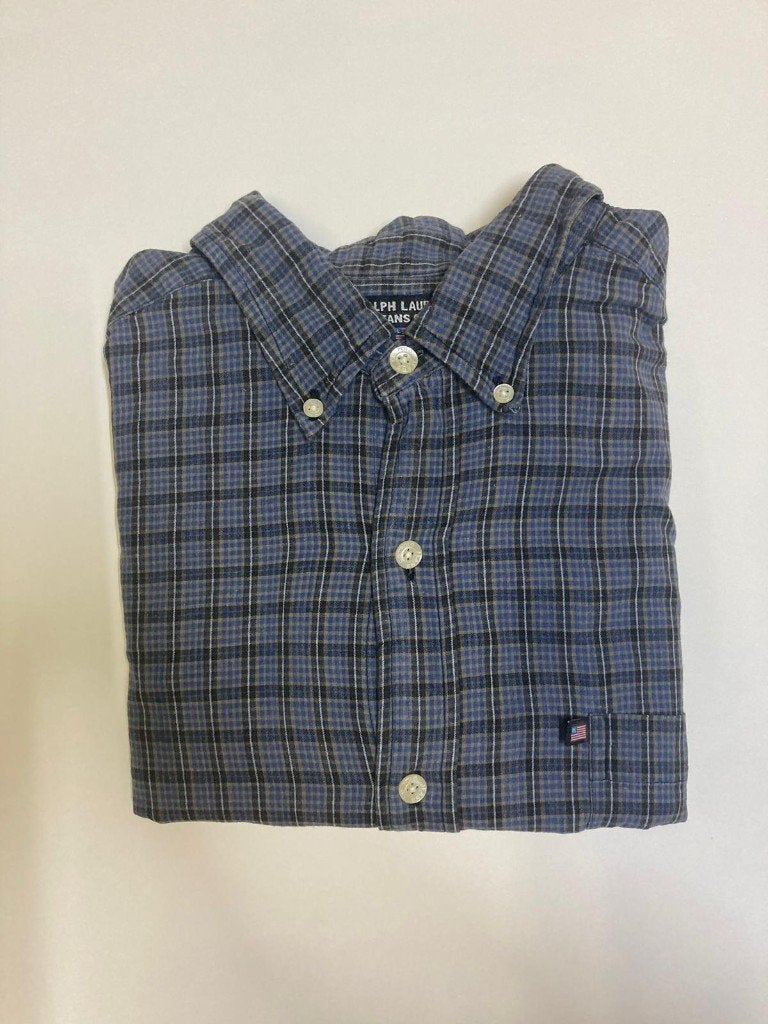 Y2k 00s Ralph Lauren Polo Jeans co. Overhemd - XL - Grey, Ralph Lauren, Ophalen of Verzenden, Zo goed als nieuw, Grijs
