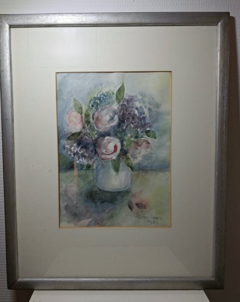 Marion Baars aquarel bloemstilleven 1985 gesigneerd, Bloemen, Ophalen of Verzenden, Gesigneerd, Klassiek