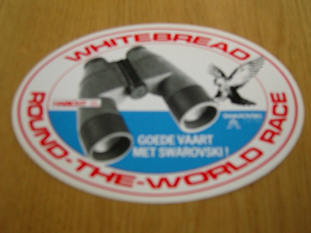 sticker whitebread round-the-world-race swarovski verrekijk*, Verzamelen, Ophalen, Zo goed als nieuw
