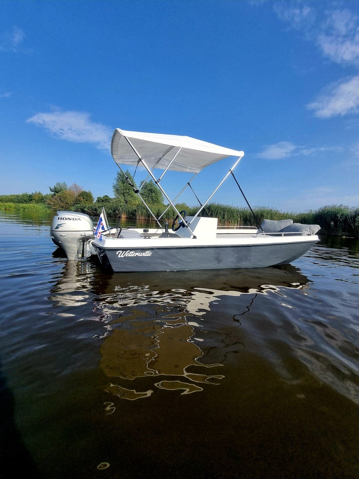 Mooie toer/gezinsboot met 20pk Honda 4takt, Ophalen