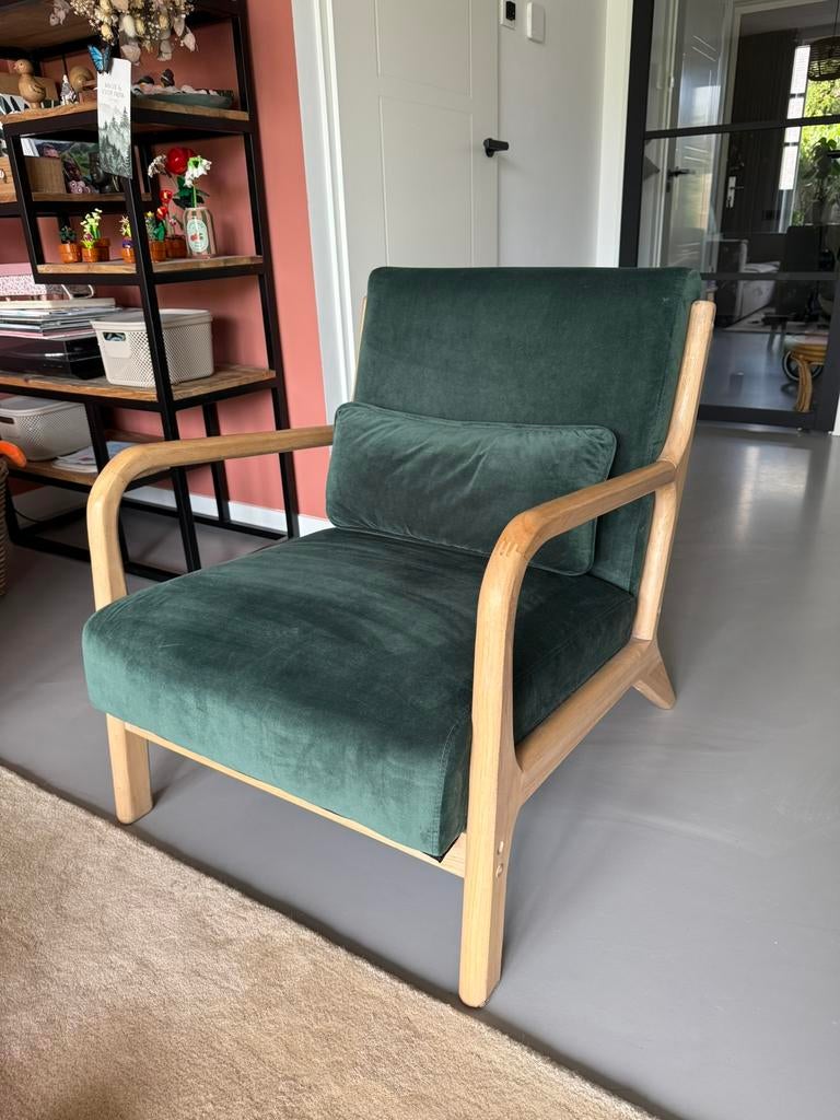 Woood Mark fauteuil donkergroen, Ophalen, Eenpersoons, 75 tot 100 cm, Zo goed als nieuw