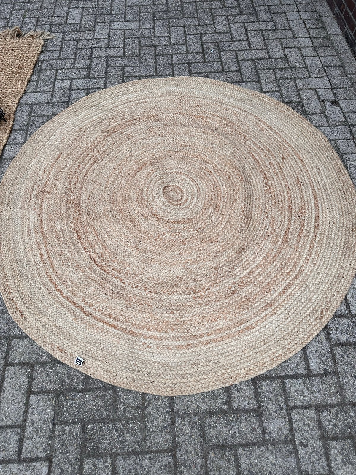 Rond jute vloerkleed van Loods 5, Ophalen, Beige, 150 tot 200 cm, Rond