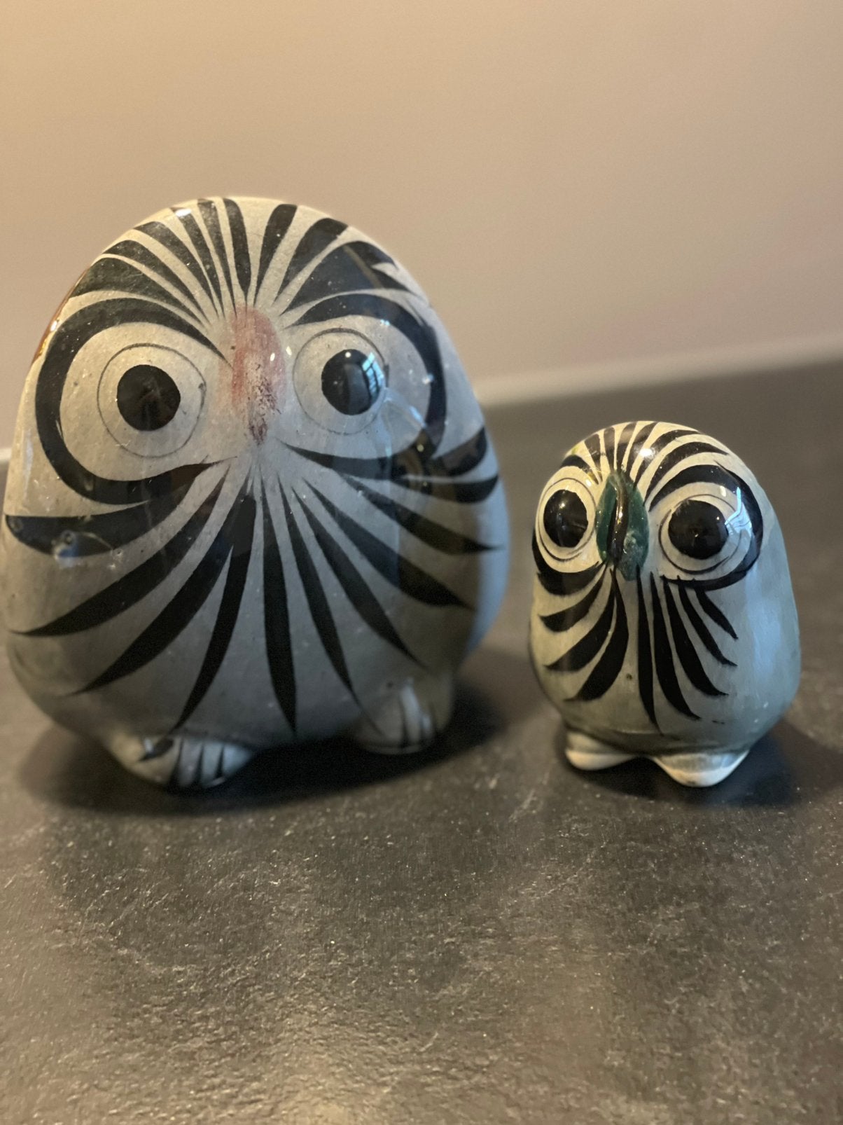 Set van 2 Tonala uil keramiek handbeschilderd vintage Mexico, Ophalen of Verzenden