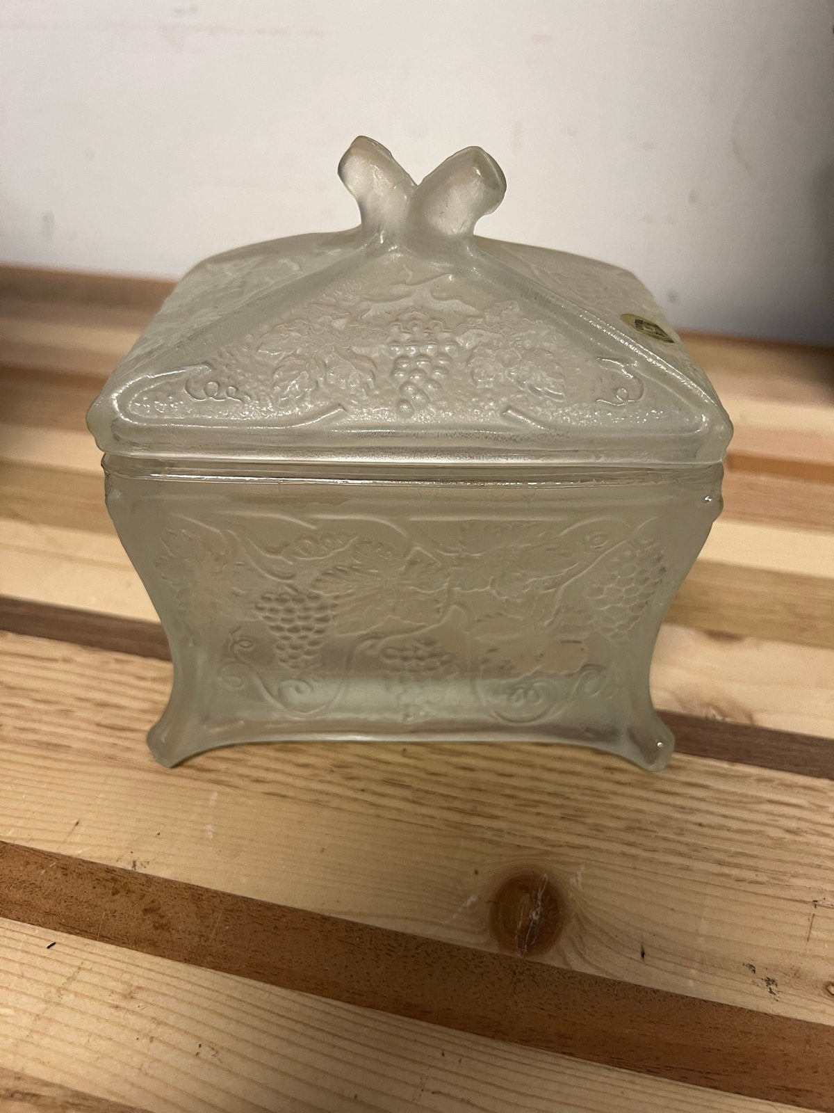Glazen pot met deksel - Made in Poland, Antiek en Kunst, Antiek | Glas en Kristal, Ophalen of Verzenden