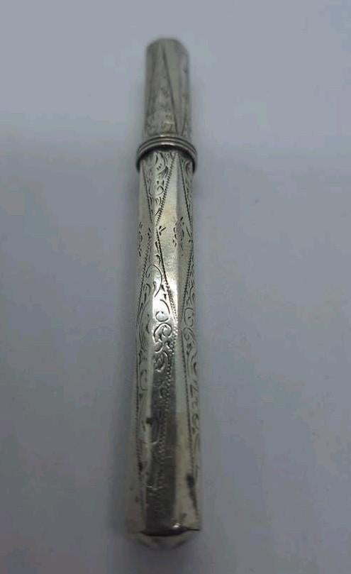Antieke Zilveren Naaldenkoker met Zwaardje Merk, 11 cm, Ophalen of Verzenden