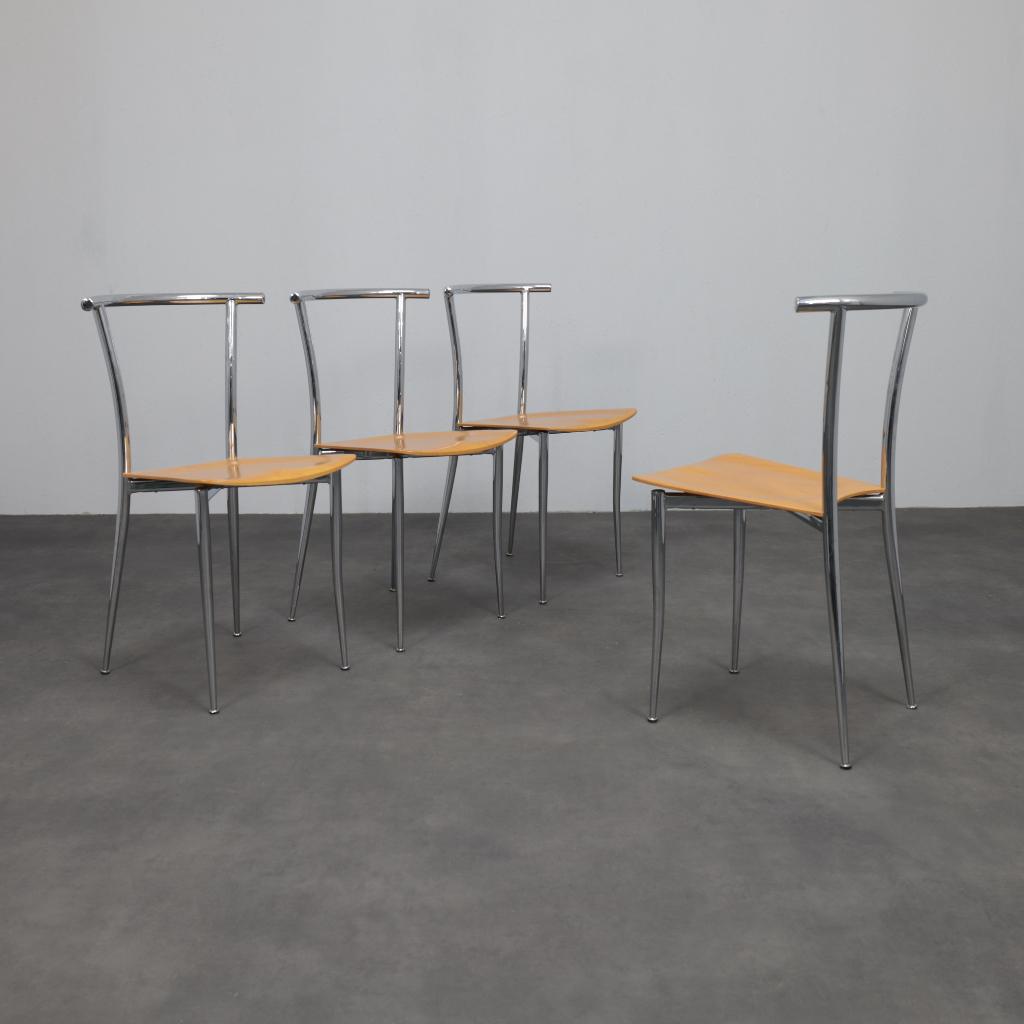 Set van 4 postmoderne design eetkamerstoelen Segis Italy, Ophalen, Italiaans Design, Zo goed als nieuw, Vier