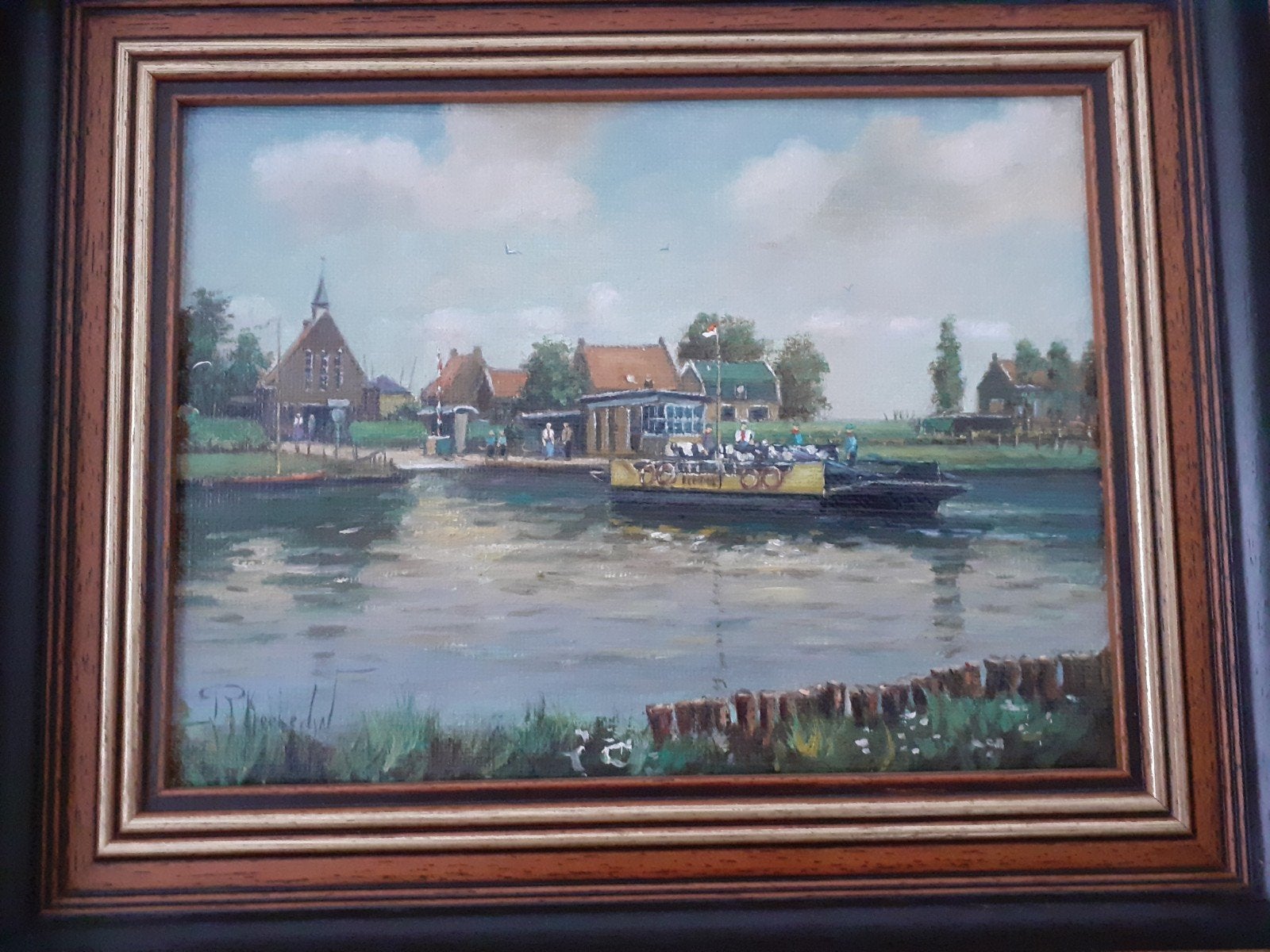 Authentiek schilderij roelof koelewijn, pontje, Antiek en Kunst, Ophalen of Verzenden