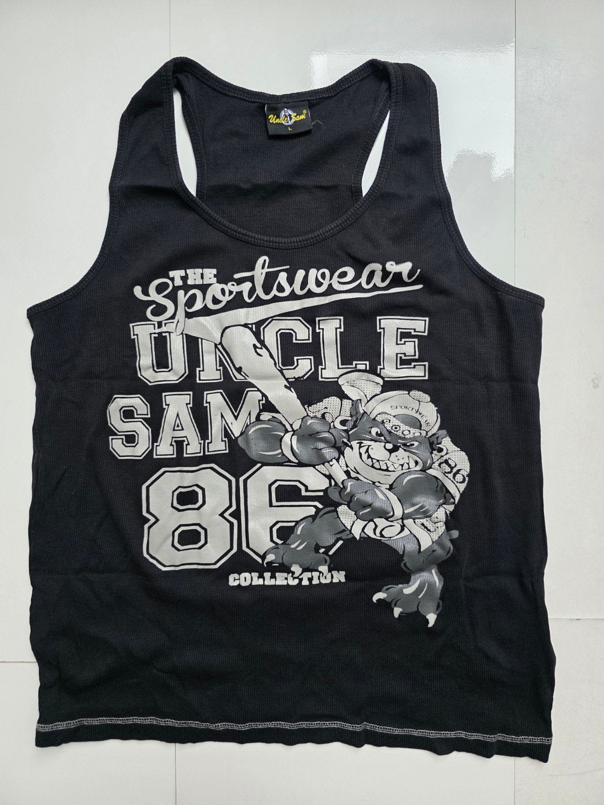 Uncle Sam tanktop bodybuilding hemd zwart maat L, Ophalen of Verzenden, Zo goed als nieuw, Zwart