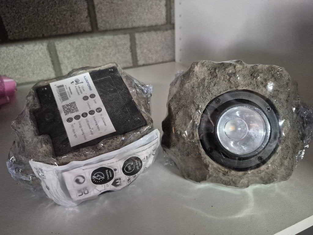 2x Luxform Nebraska Solar Grondspot, Steenlook,splinternieuw, Zonne-energie, Kunststof, Minder dan 50 watt, Overige typen