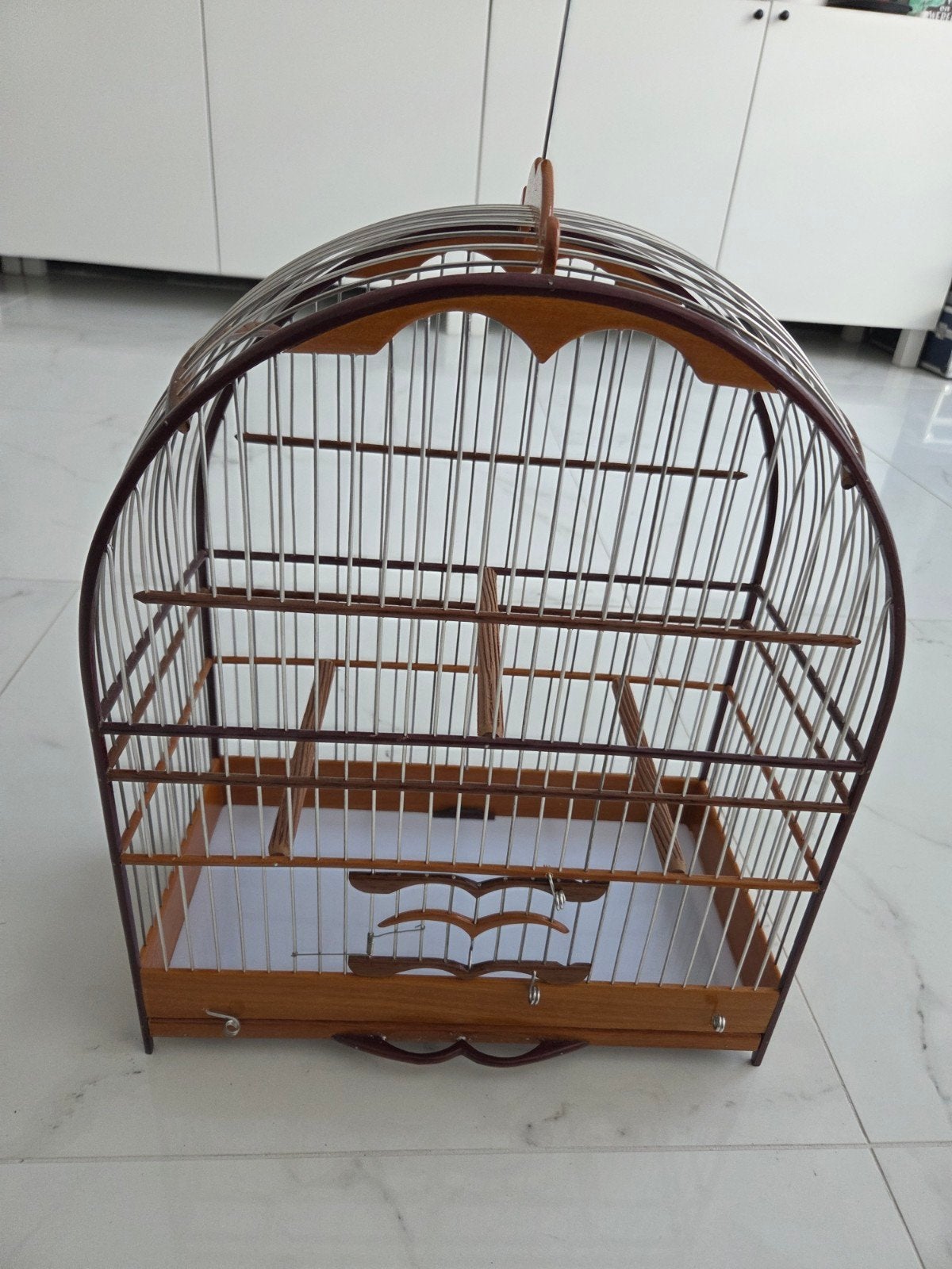 Houten vogelkooi met koepeldak voor zangvogels, Ophalen, Hout, Vogelkooi