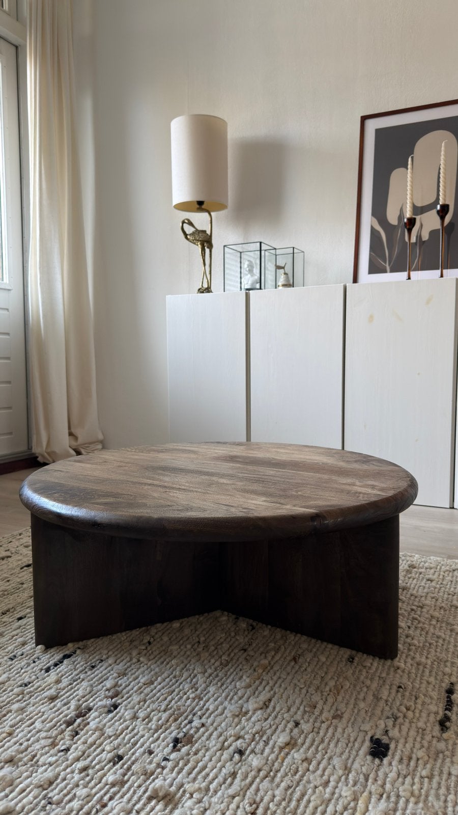 By-Boo salontafel Leonti mangohout 80cm rond bruin, Huis en Inrichting, Ophalen, 50 tot 100 cm, Rond, 50 tot 100 cm