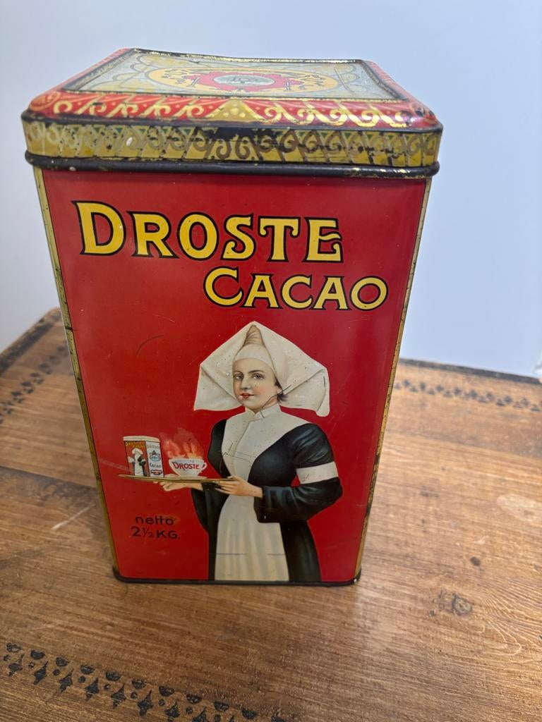 Grote Vintage Droste Cacao Blik 2,5kg - Zeer Nette Staat, Verzamelen, Blikken, Zo goed als nieuw, Overige, Droste, Ophalen of Verzenden
