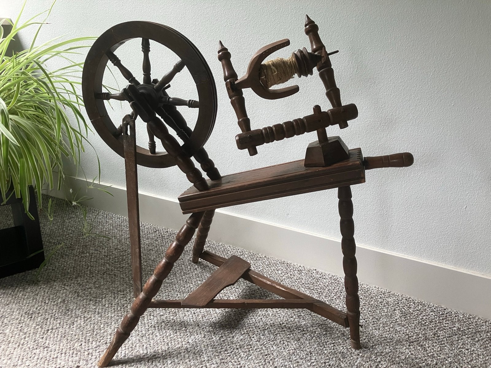 Antiek Spinnenwiel met Meesterteken WP, 1850-1910, Hobby en Vrije tijd, Ophalen, Gebruikt, Overige typen