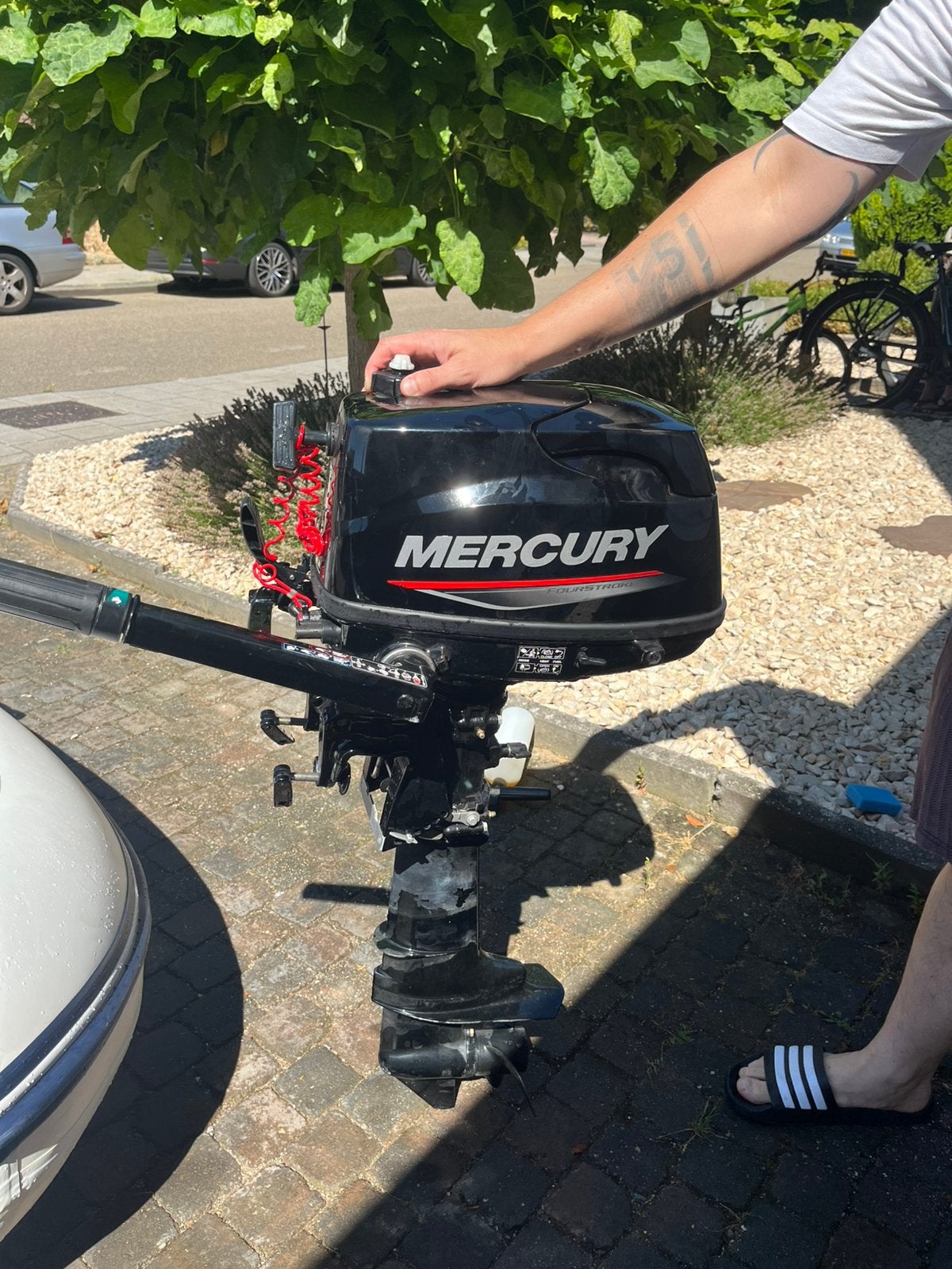 Rubber boot met buitenboord motor 5 pk, Watersport en Boten, Ophalen, Minder dan 5 pk, Viertaktmotor, Zo goed als nieuw
