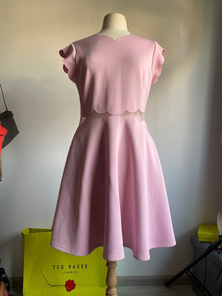 Ted Baker roze jurk Omarria geschulpt - Maat 3 (38/40), Maat 38/40 (M), Ophalen of Verzenden, Zo goed als nieuw, Knielengte