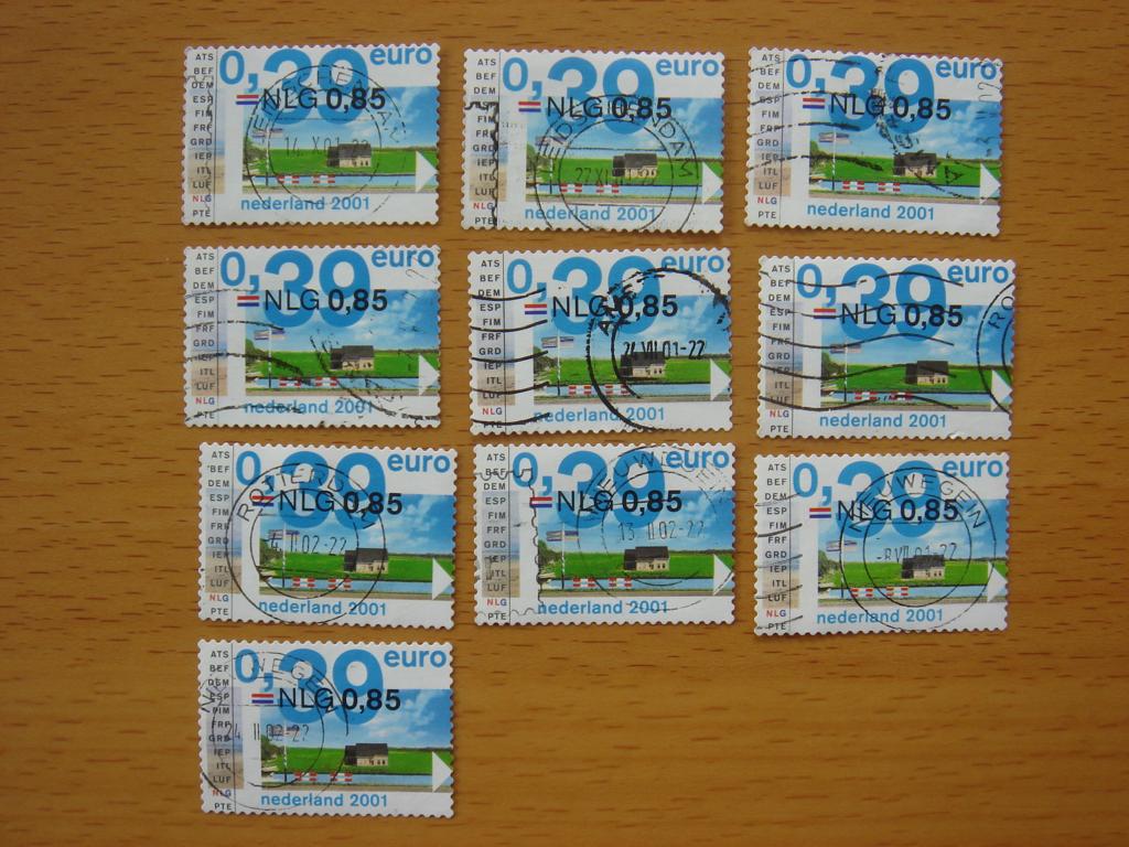 Invoering Euro NVPH 1991 - 10x Eurozegels 2001  , Postzegels en Munten, Postzegels | Nederland, Ophalen of Verzenden, Na 1940