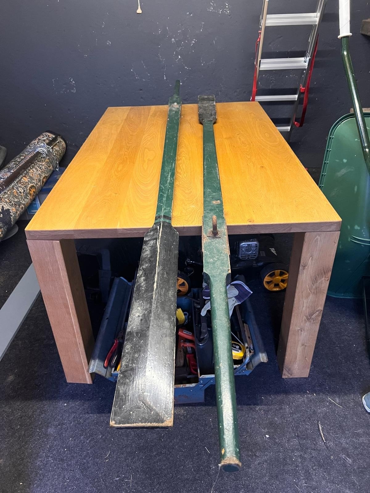 Vintage houten roeispanen - 240 cm, Watersport en Boten, Ophalen of Verzenden, Gebruikt