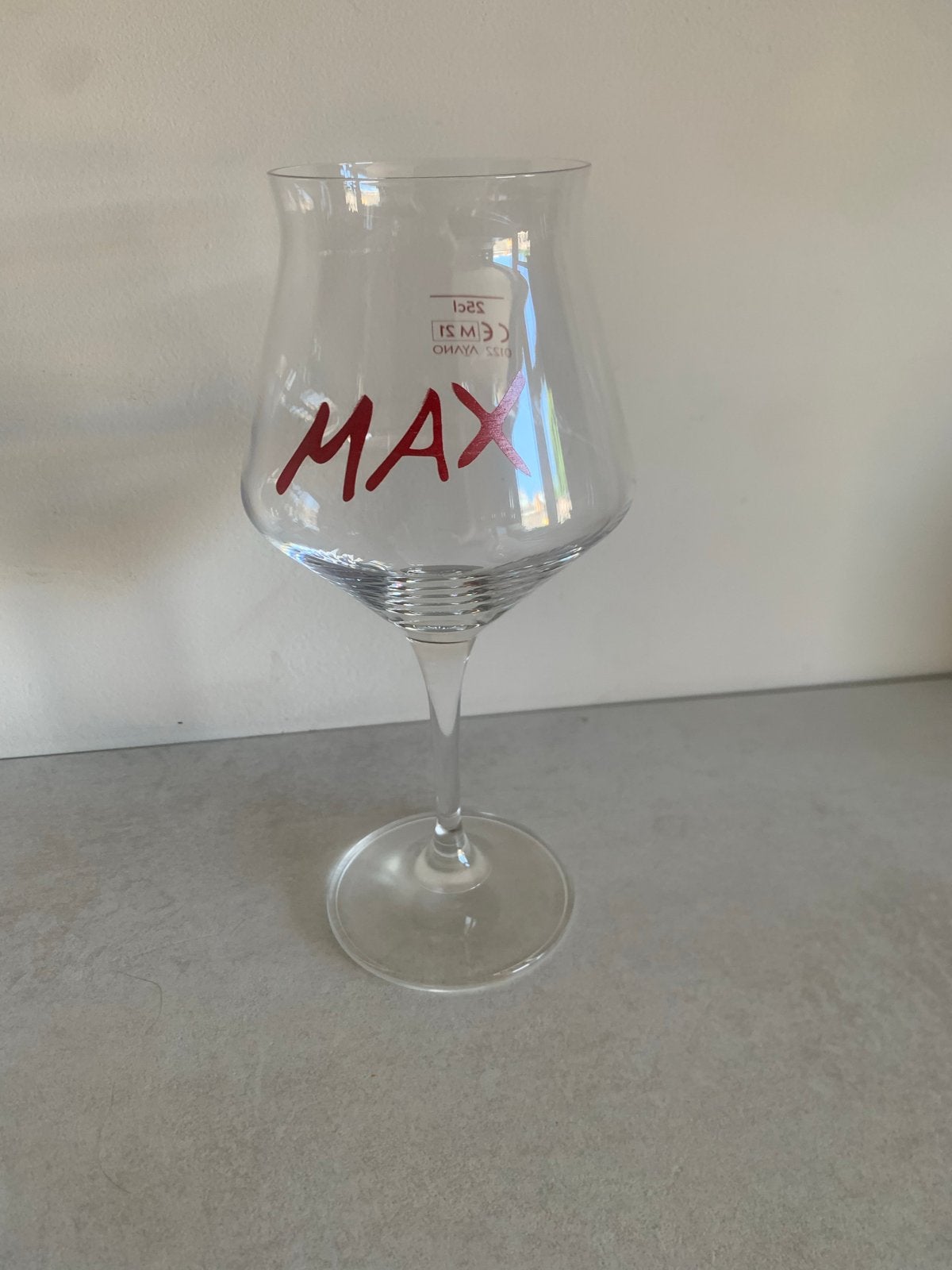 Set van 10 MAX kriek bierglazen, Ophalen, Zo goed als nieuw, Meerkleurig, Glas