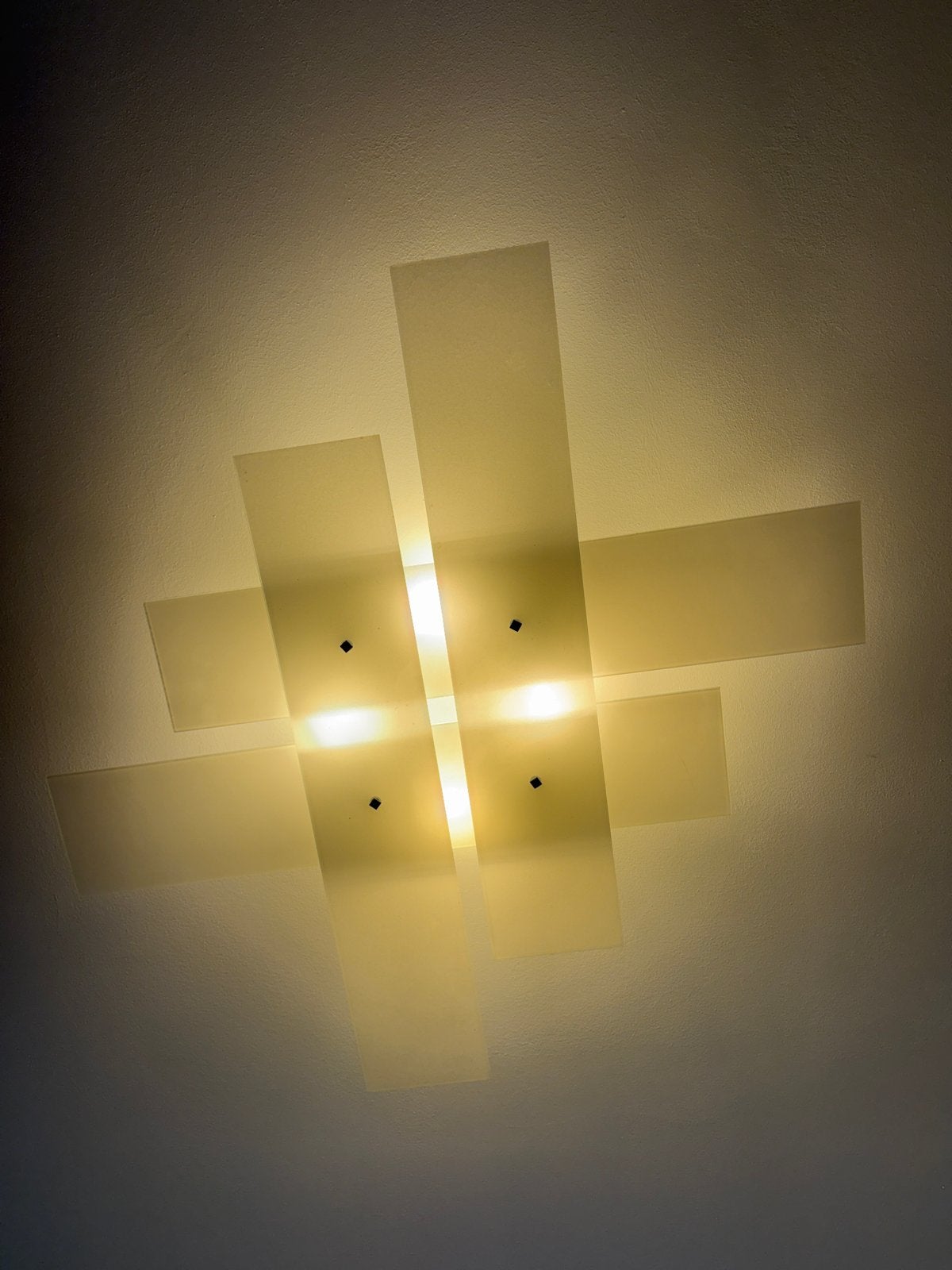 Moderne plafondlamp van echt glas, Gebruikt, Modern, Ophalen of Verzenden, Glas