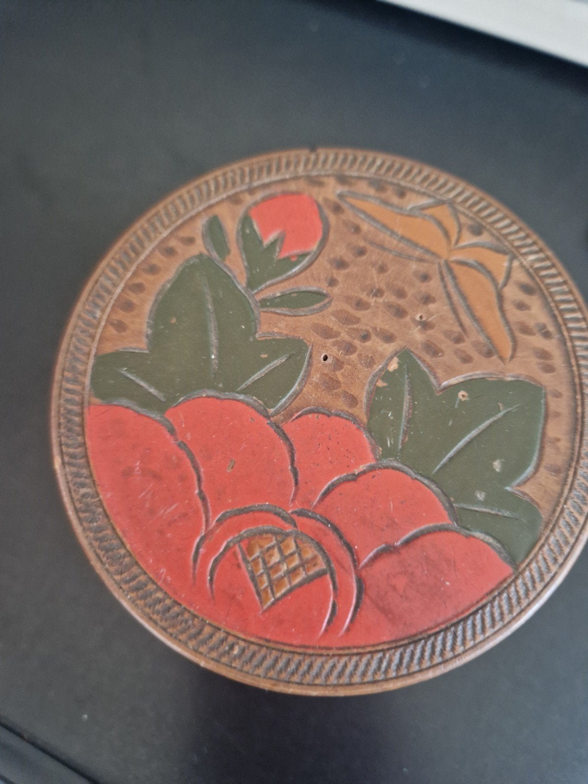 Amsterdams Houtsnijwerk Doosje met Bloemen, Antiek en Kunst, Kunst | Beelden en Houtsnijwerken, Houtsnijwerk, Minder dan 20 cm