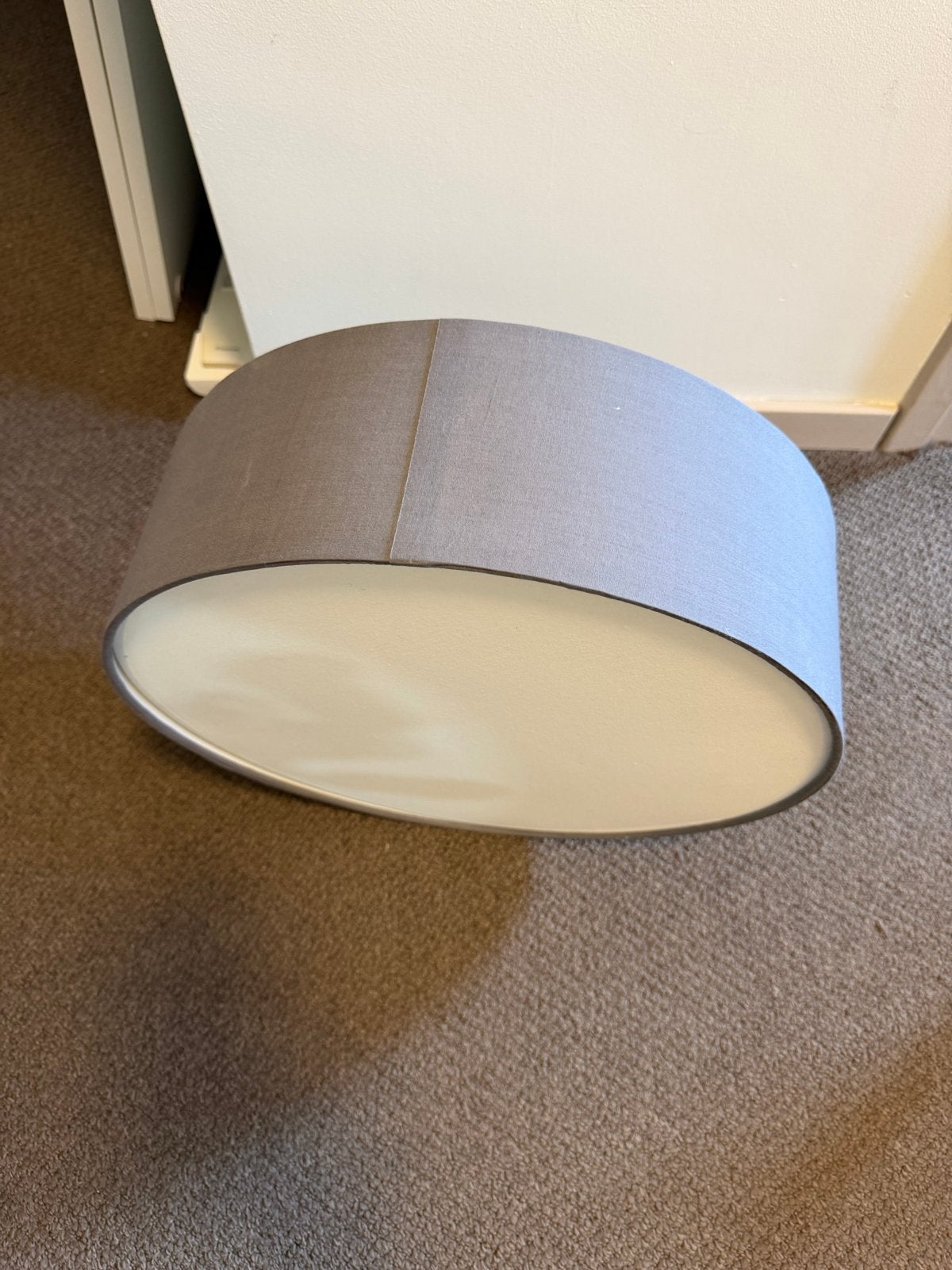 Plafonnière blauw/grijs met 3 lampen, 40cm diam. goede staat, Ophalen, Blauw, Gebruikt, Plafondlamp