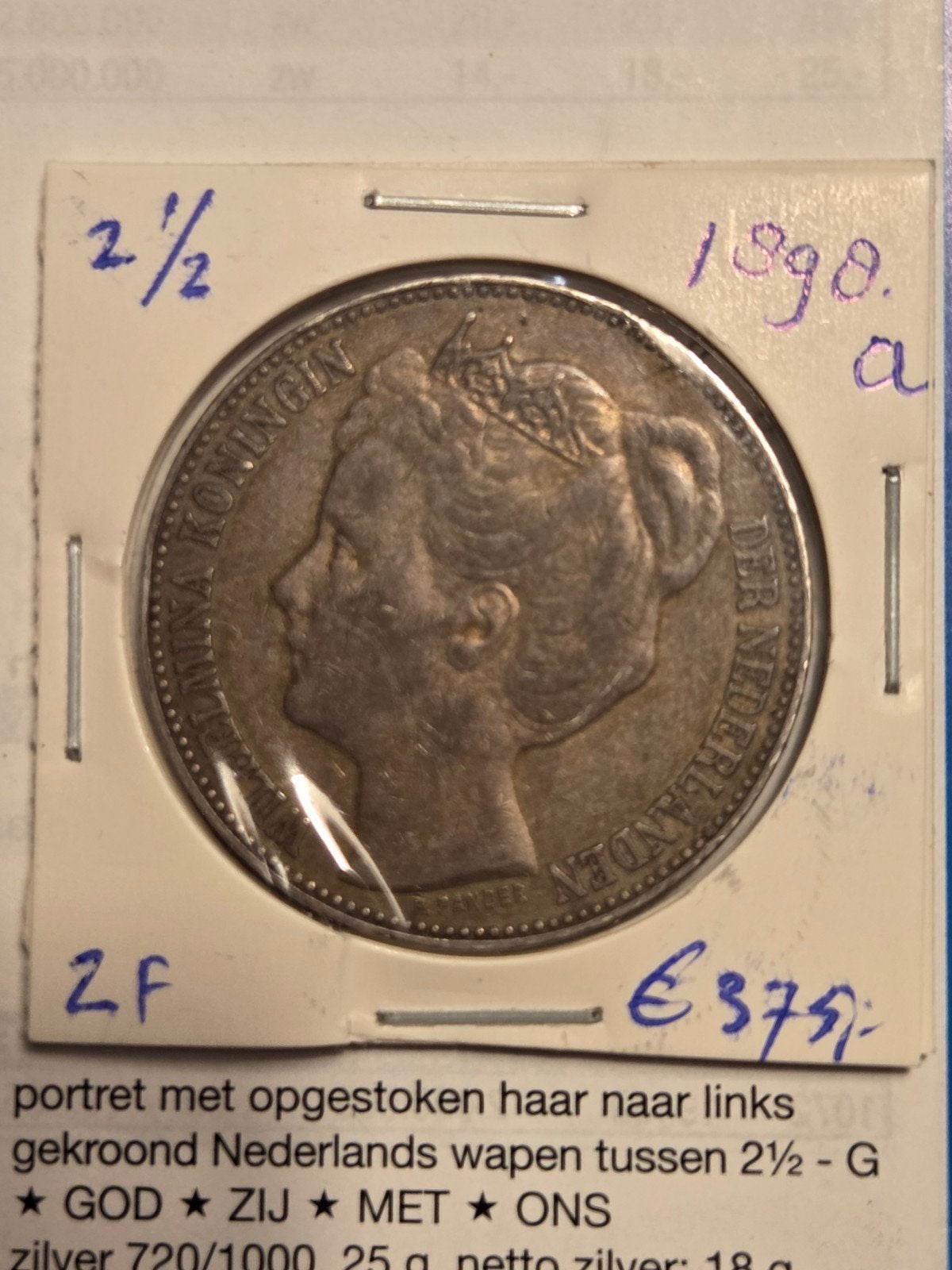 Zilveren 2½ Gulden Koningin Wilhelmina 1898, Postzegels en Munten, Munten | Nederland, Zilver, Ophalen of Verzenden, Koningin Wilhelmina