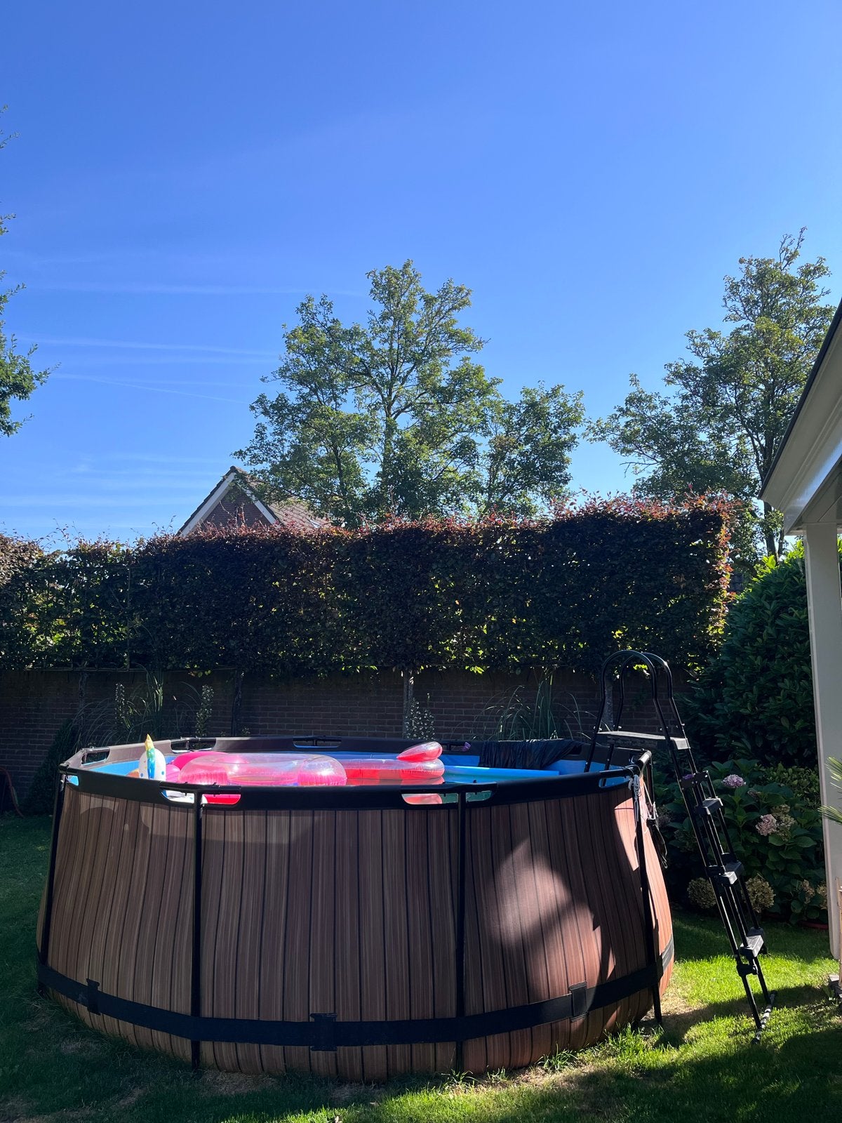 Exit Zwembad met houtlook en trap, Tuin en Terras, Zwembaden, Ophalen, Gebruikt, 200 tot 300 cm, 80 tot 120 cm