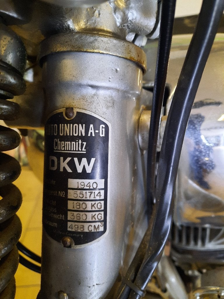 DKW SB 500 uit 1940 - Klassieke Toermotor, 2 cilinders, Gebruikt, Toermotor, 11 kW of minder