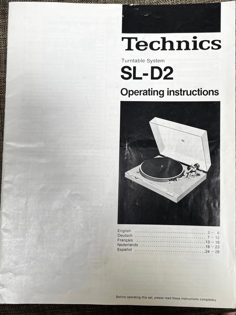 Technics SL D2 gebruik aanwijzing, Ophalen of Verzenden, Zo goed als nieuw, Technics