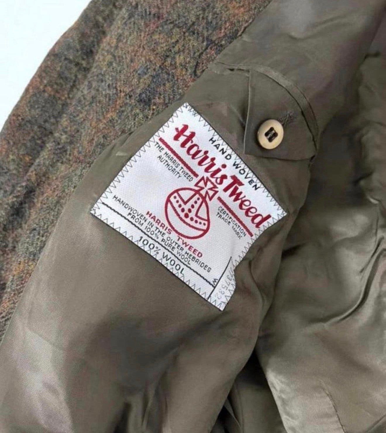 Vintage Harris Tweed Heren Colbert Wol wollen bruin Maat XL, P, Bruin, P, P
