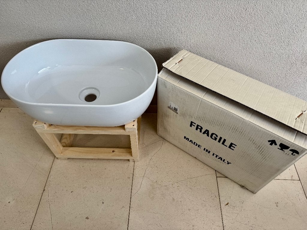 Lavabo ovale waskom 55x35x18 cm | wit | nieuw in doos, Ophalen of Verzenden, Nieuw, Wastafel