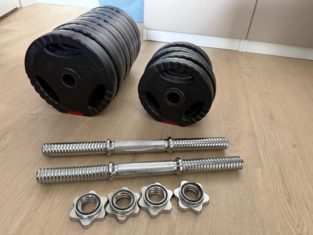 Dumbell halter Set 30 kg, Sport en Fitness, Ophalen, Zo goed als nieuw, Armen, Halterschijven