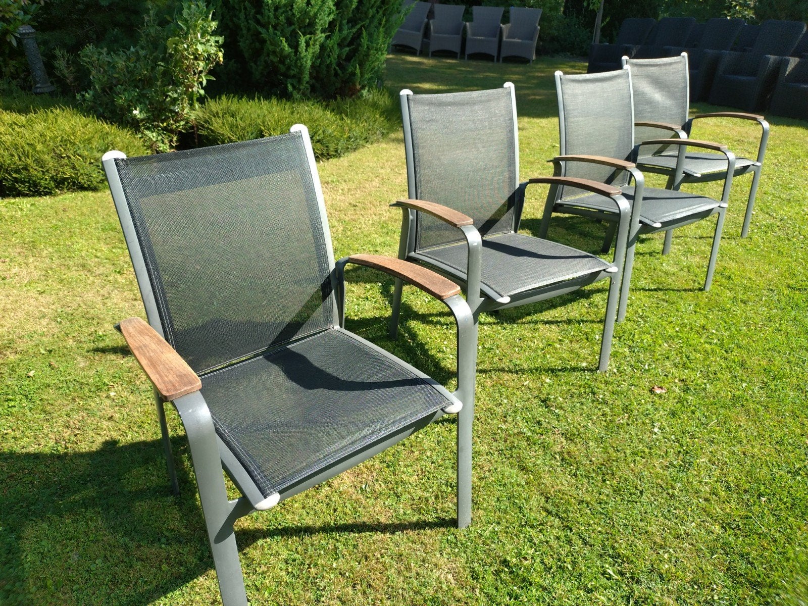 Set van 4 mooie Gloster tuinstoelen, Ophalen, Gebruikt