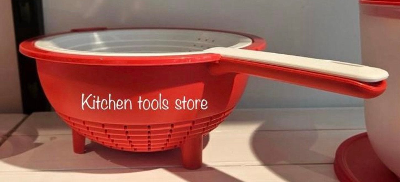 Tupperware Duo vergiet xl dubbel vergiet rood zeef voorraad, Overige typen, Nieuw, Rood, BPA-vrij