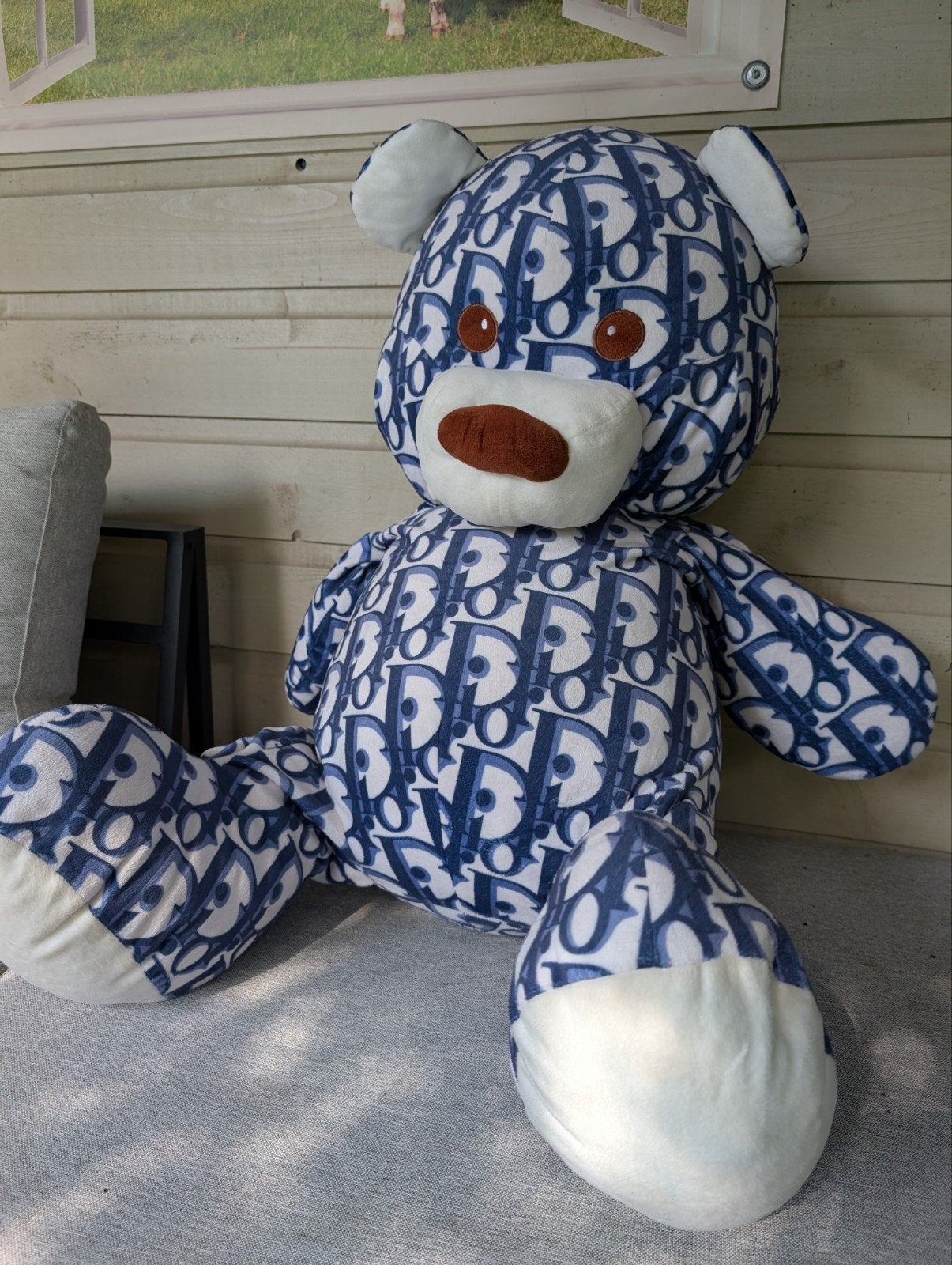Grote Dior Knuffelbeer - 1 Meter, Ophalen, Beer, Blauw, Zo goed als nieuw