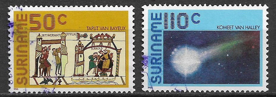 Suriname 1986 Komeet van Halley ruimtevaart astronomie, Postzegels en Munten, Verzenden, Gestempeld