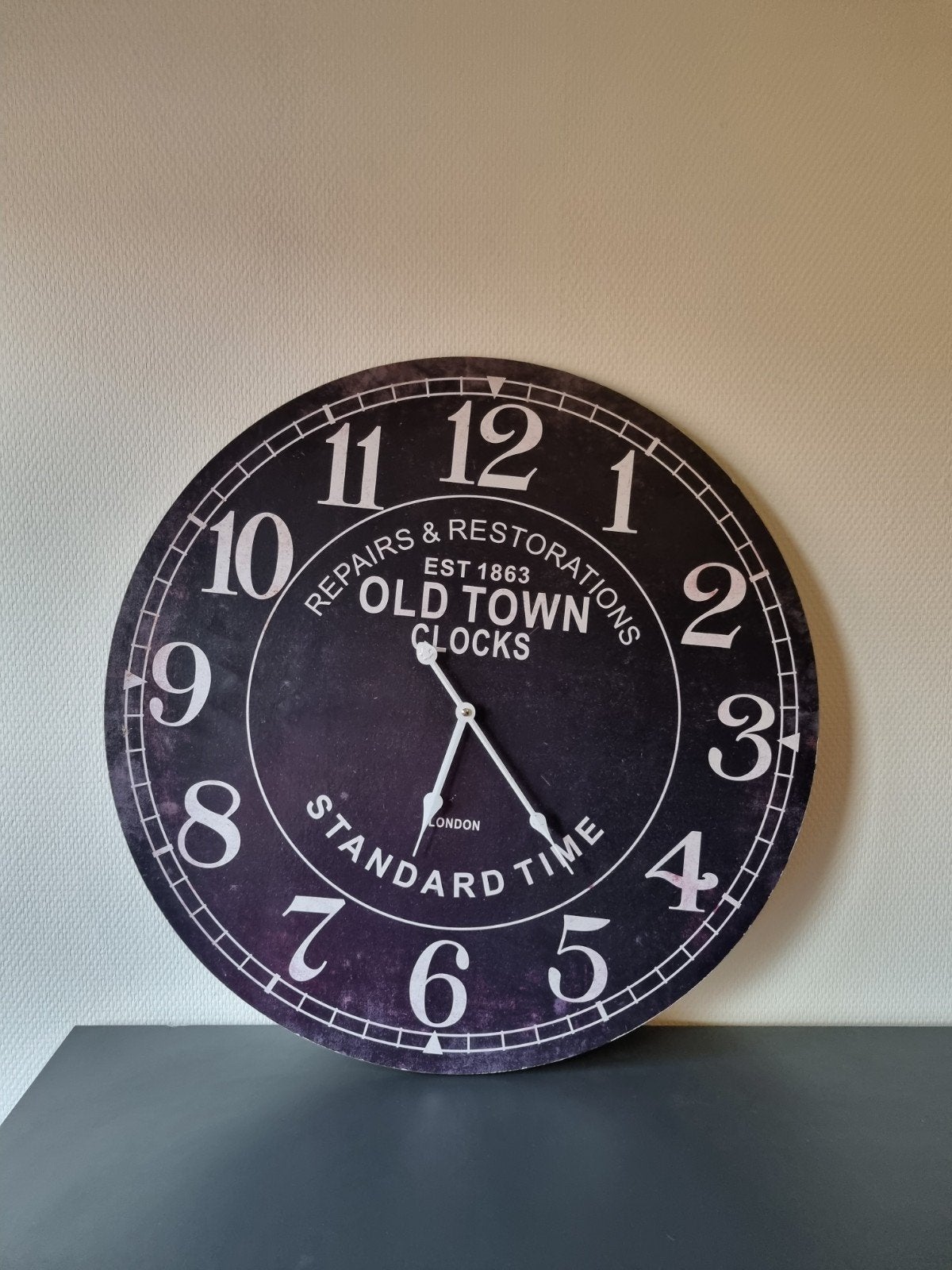 Moderne Vintage Wandklok - 60 cm MDF, Ophalen, Wandklok, Analoog, Werkt op batterijen