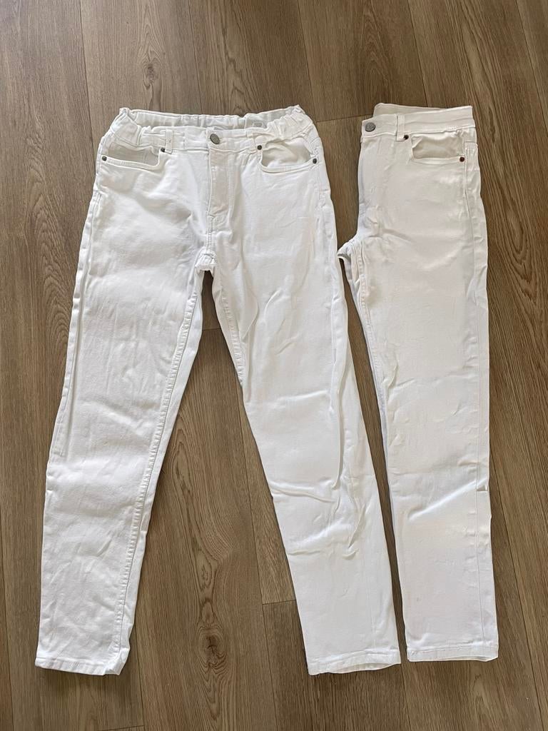 2 (crème) witte jeans broeken 164, Ophalen of Verzenden, Zo goed als nieuw, Kleding