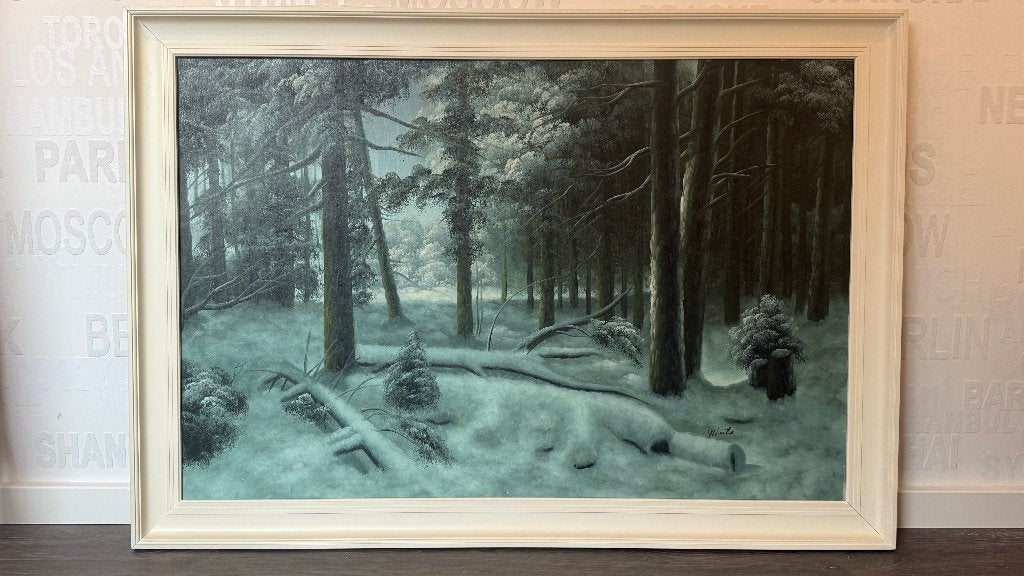 schilderij winterlandschap, Ophalen, 50 – 75, Gebruikt, Schilderij